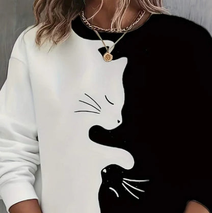 Women's round neck printed long sleeve sweatshirt