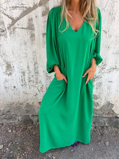 V-neck Long Dress