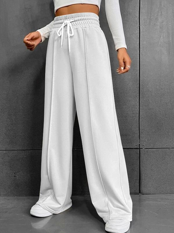 Casual, Comfortable and Loose High-waisted Drawstring Wide-leg Sweatpants