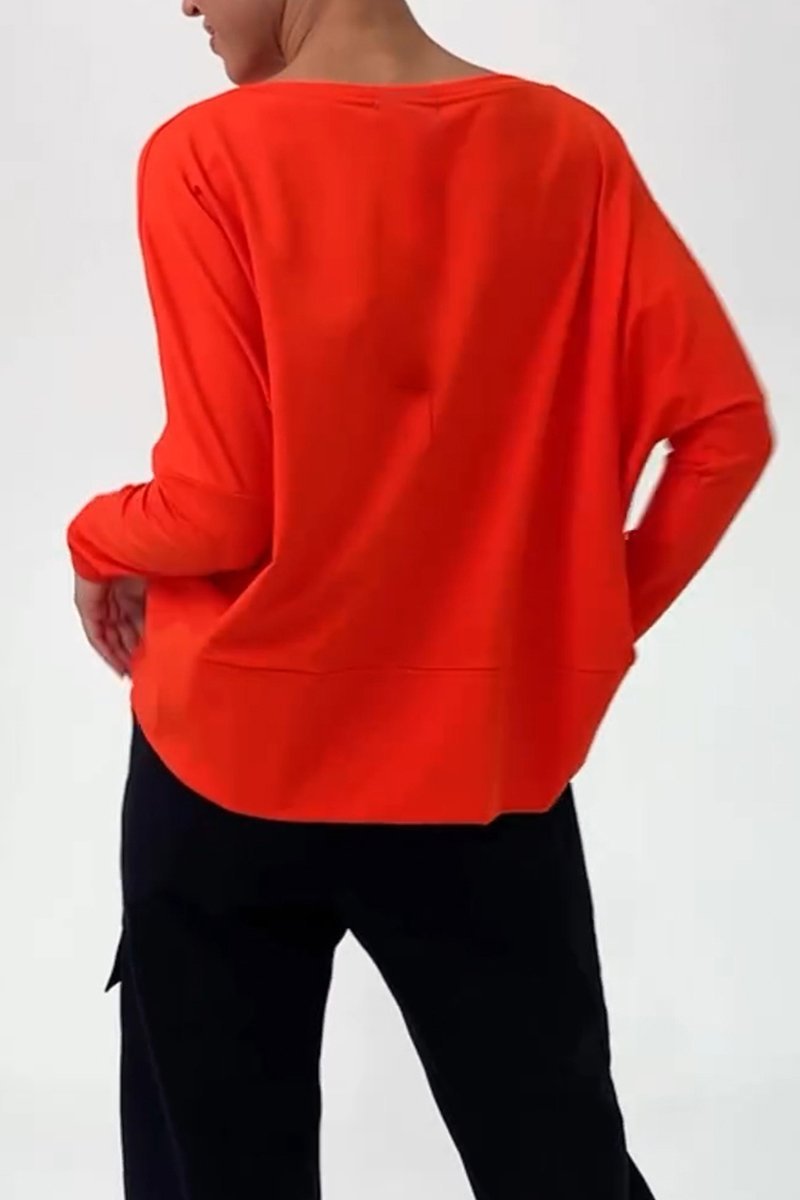 Women's Casual Round Neck Solid Color Long Sleeve T-shirt