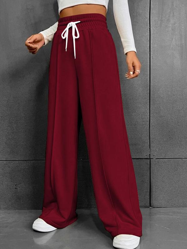 Casual, Comfortable and Loose High-waisted Drawstring Wide-leg Sweatpants