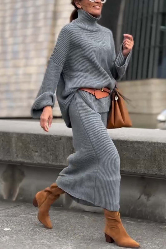 Women's simple and comfortable sweater skirt suit