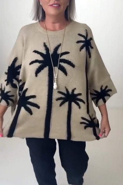 Women's Casual Round-neck Printed Pullover Sweater