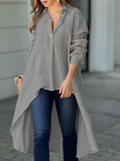 Cotton and Linen Elegant Lapel Top