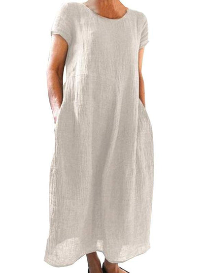 Retro Loose Cotton and Linen Dress