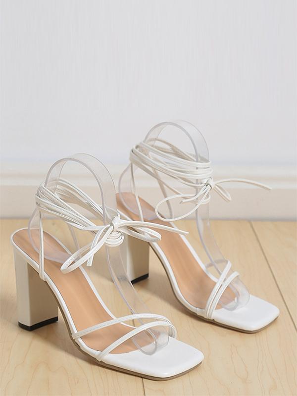 Square toe strappy stiletto high heels
