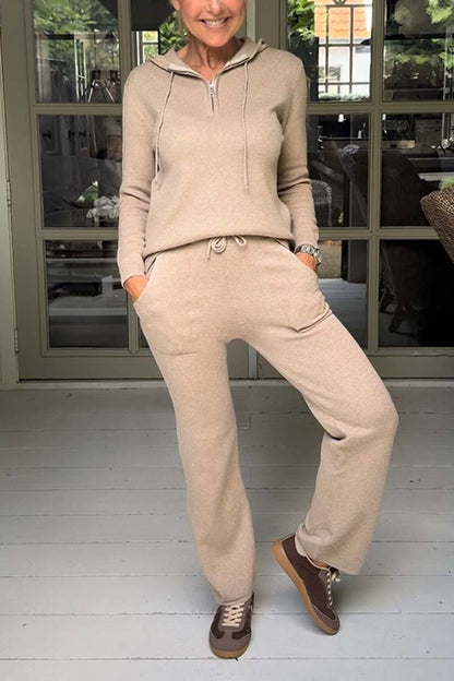 Women's Casual Knitted Hooded Sweater Set