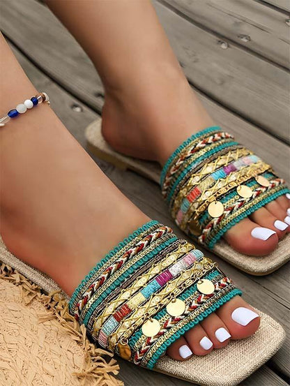 Ethnic Beach Bohemian Open Toe Flat Sandals