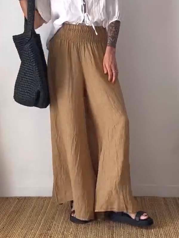Loose trousers with elastic waist