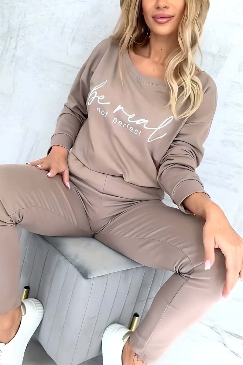 Women's Casual Letter Print Long Sleeve T-Shirt and Pants Set