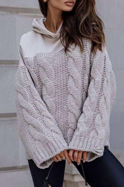 Women's Hooded Sweater Patchwork Sweatshirt