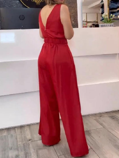 Fashionable waist sleeveless jumpsuit