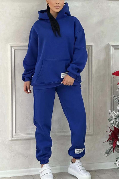 Women's Solid Color Comfort Hooded Track Suit