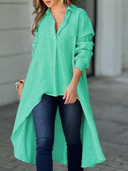 Cotton and Linen Elegant Lapel Top