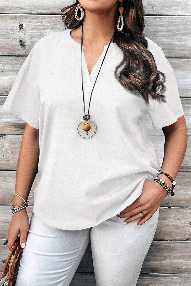 V-neck short-sleeved top