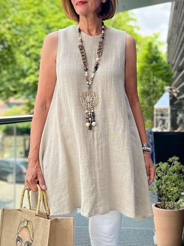 Casual Cotton and Linen Sleeveless Top