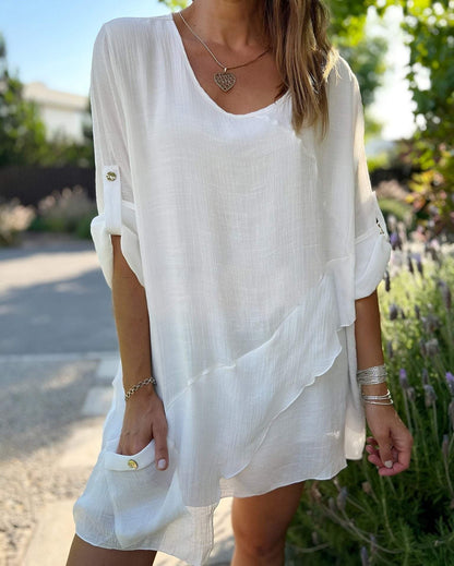 Asymmetric Cotton and Linen Top