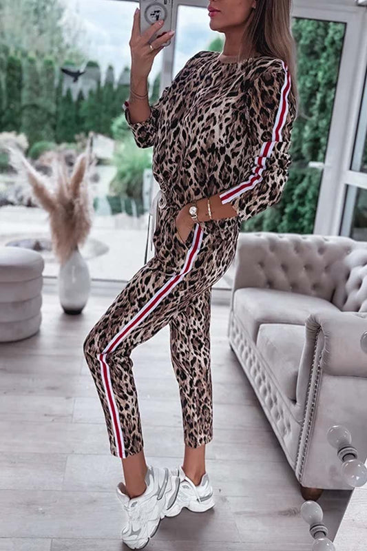 Women's Casual Leopard Sports Suit