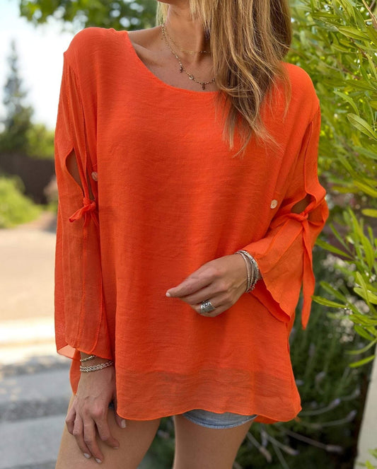 Asymmetric Cotton and Linen Top