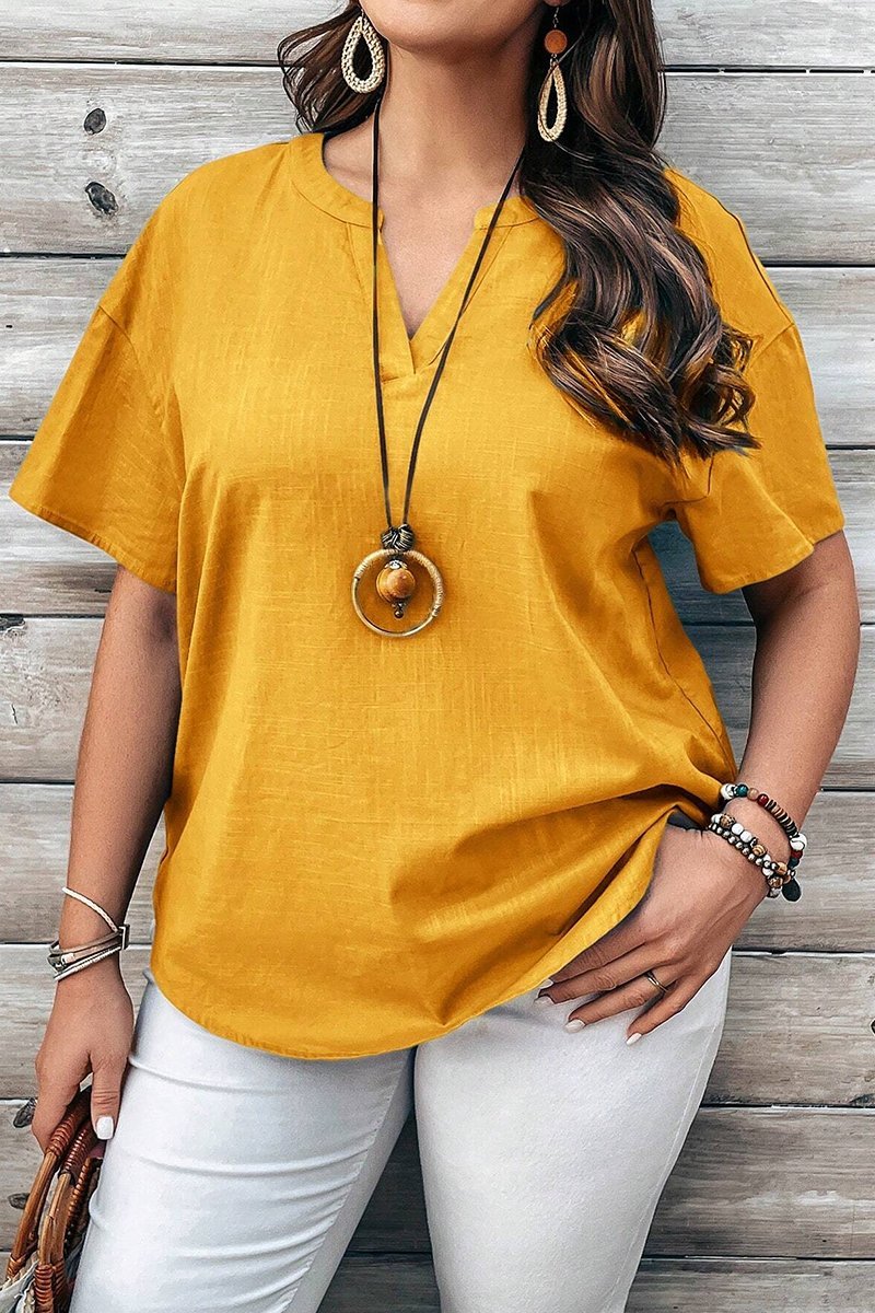 V-neck short-sleeved top