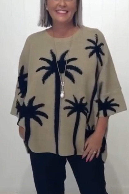 Women's Casual Round-neck Printed Pullover Sweater