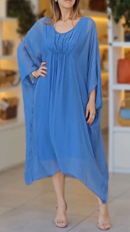 Women's Round Neck Loose Casual Chiffon Dress