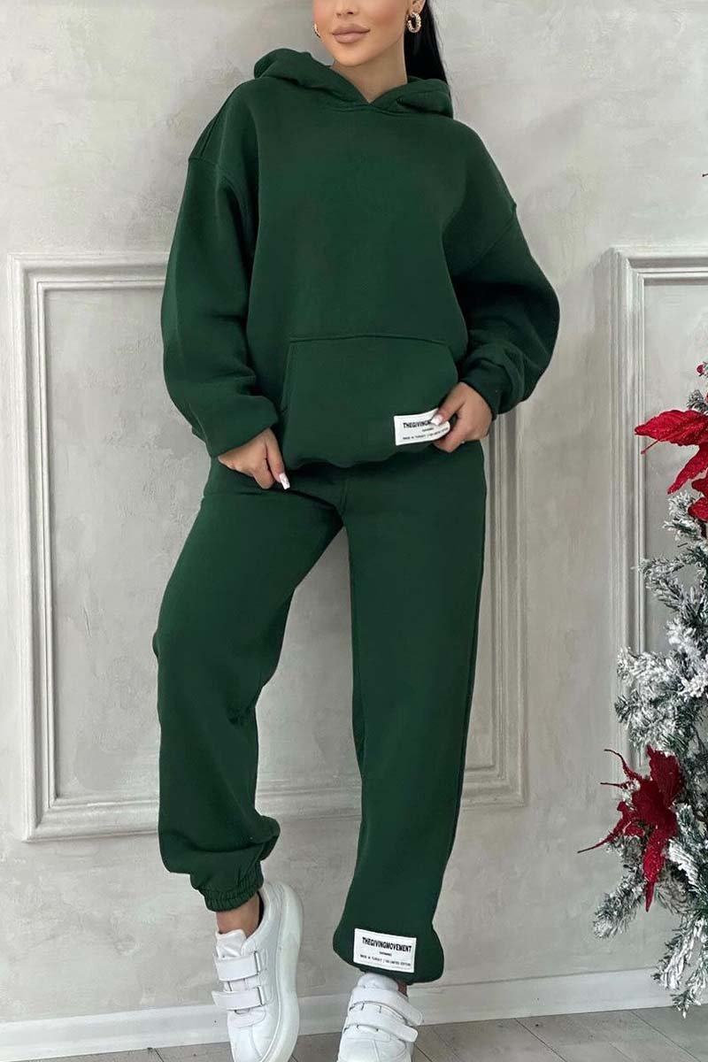 Women's Solid Color Comfort Hooded Track Suit