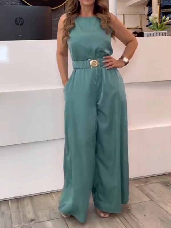 Fashionable waist sleeveless jumpsuit