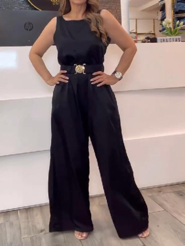 Fashionable waist sleeveless jumpsuit