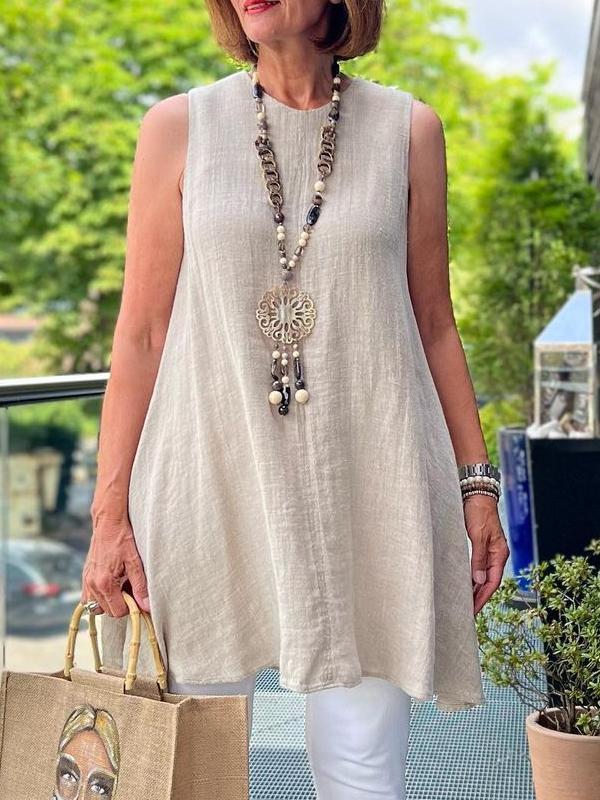 Casual Cotton and Linen Sleeveless Top