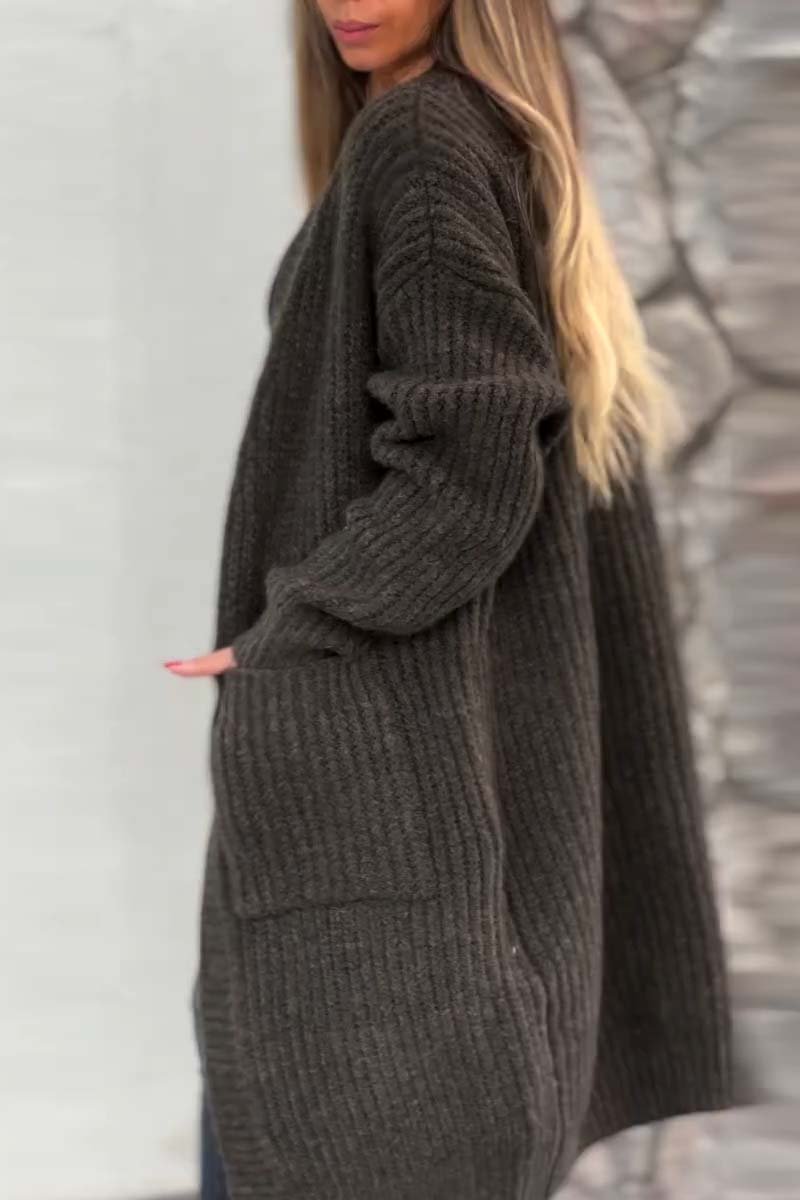 Women's casual loose solid color sweater cardigan