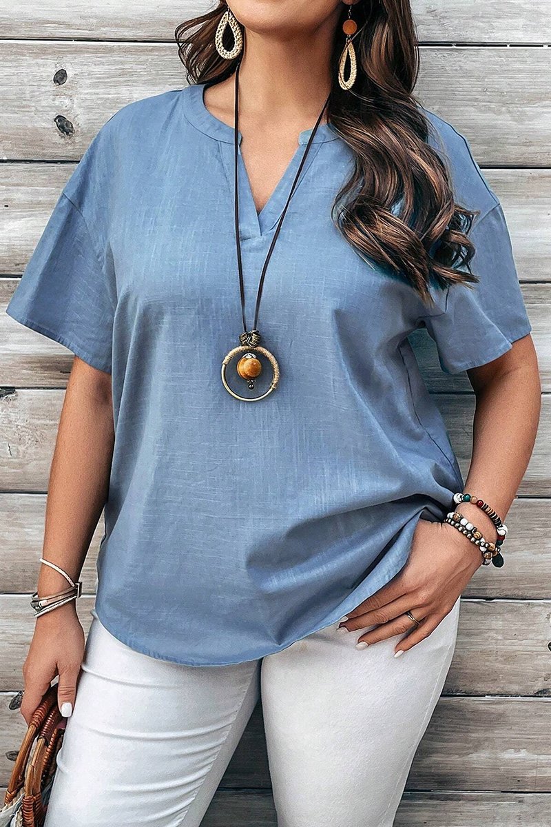 V-neck short-sleeved top