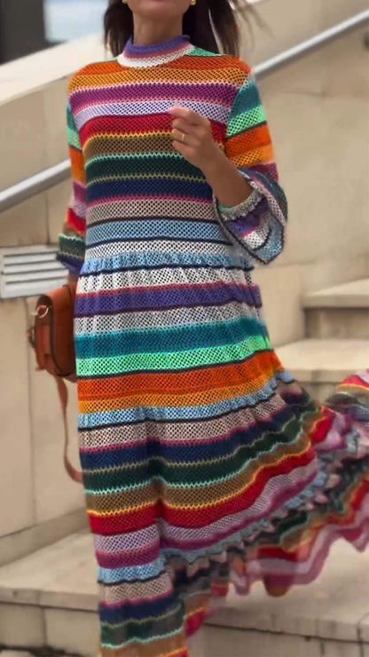 Women's Casual Rainbow Print Dress