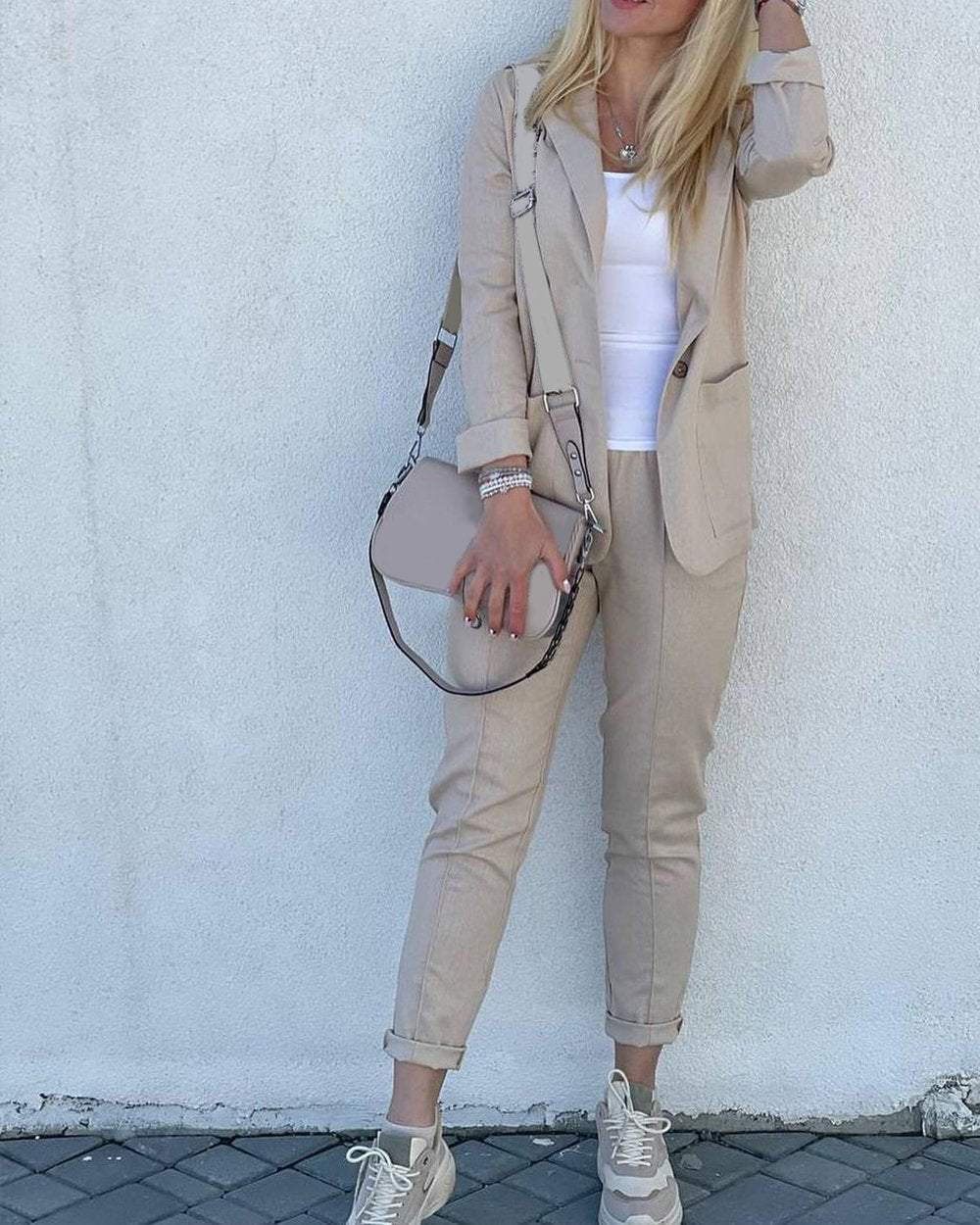 Women's Solid Color Fashion Suit